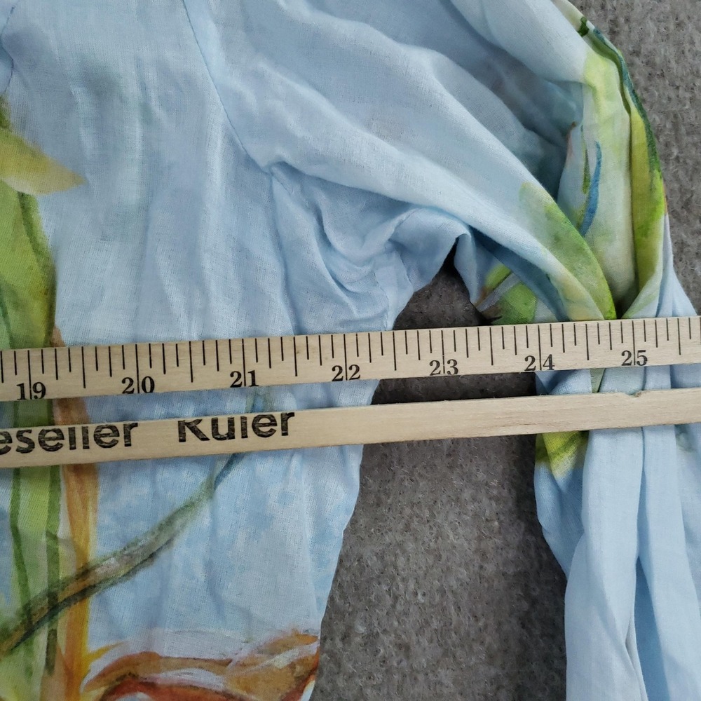 Ala Von‎ Auersperg Shirt Dress Womens XL Blue Botanical Belted Tunic 100% Cotton - Picture 3 of 10